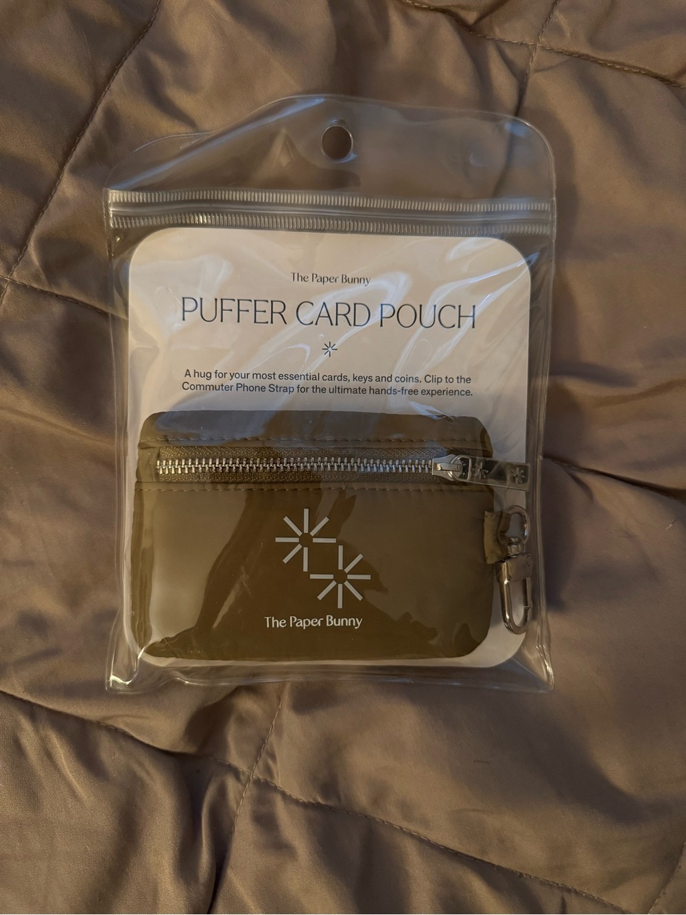 Olive Puffer Card Pouch - Key & Card Holder
